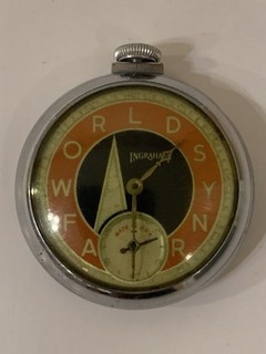 1939 New York World’s Fair Ingraham Pocket Watch Clock Trylon And Perisphere