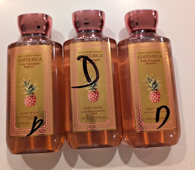 X3 Bath & Body Works Costa Rica Pink Pineapple Sunrise Body Wash 10 fl oz