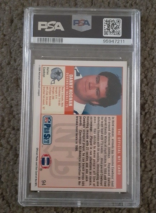 1989 Pro Set #94 Danny Noonan PSA GEM MINT 10! Cowboys - Image 2 of 2