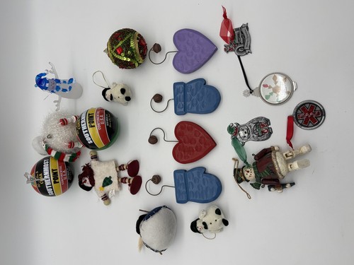 Lot of 16 Christmas Ornaments Snowman Yeti Heart Mitten Ball Car Medical
