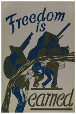 Freedom is Earned Retro War Effort Motivation Poster 24x36 Classic Print