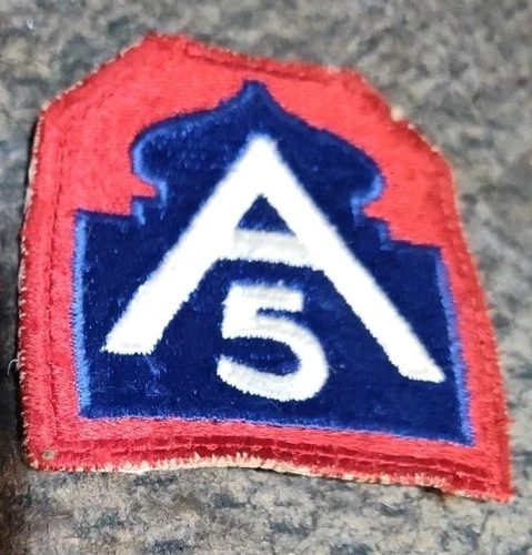 Vintage US Military 5th Army A 5 WW2 Red White Blue Embroidered Patch Sew On PB9