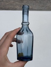 Very Rare Blue Glass Goldfields Pepper Sauce Salad Oil Bottle Foodstuffs c.1860