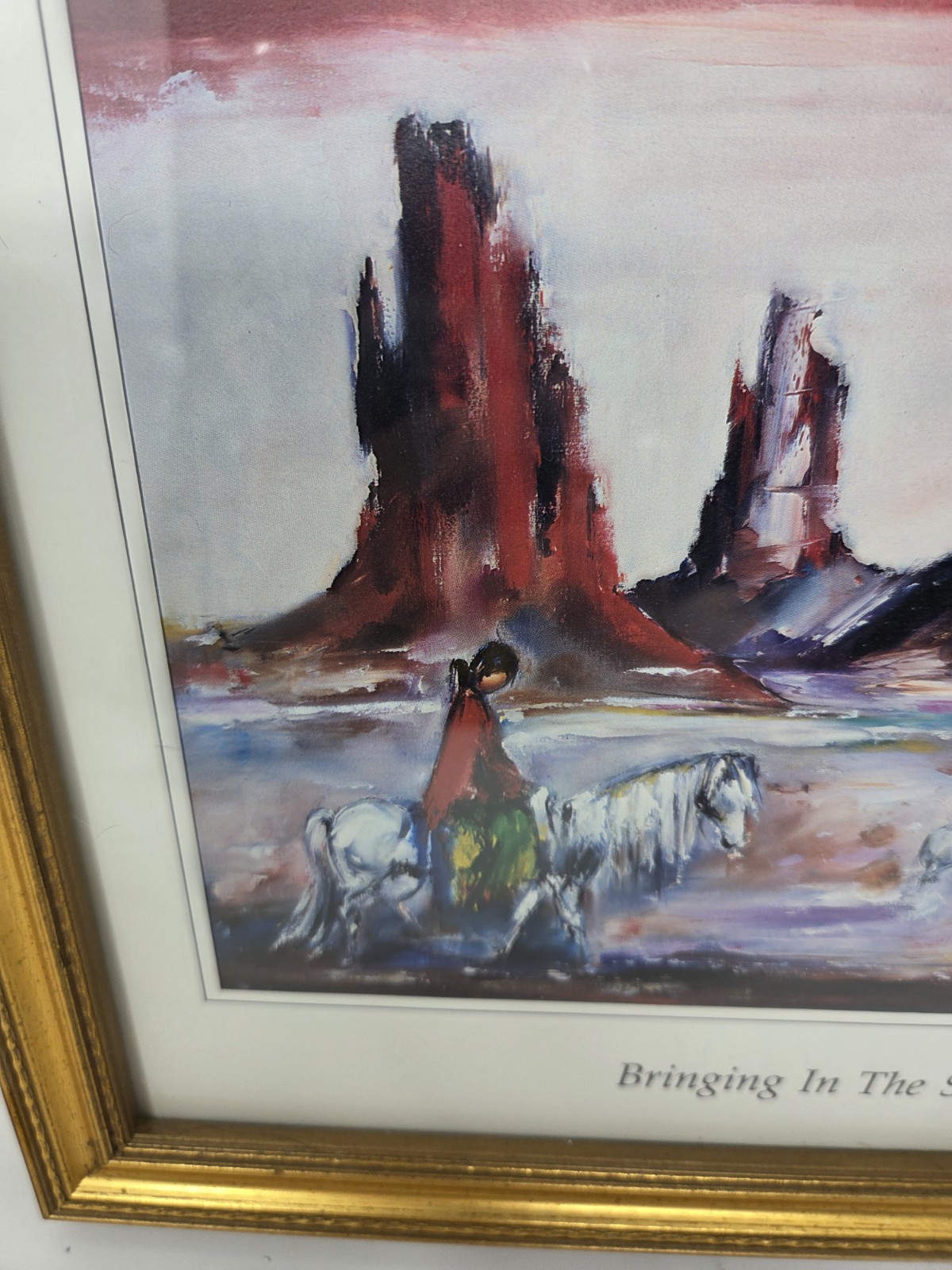 Ted De Grazia “Bringing In The Sheep - Monument Valley” Framed Print 12" X 10"
