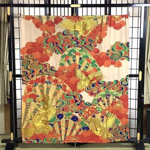 japanese antique Silk Uchikake remakes tapestry wall hanging vintage Early Showa