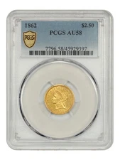 1862 $2.50 PCGS AU58 - Liberty Head $2.5