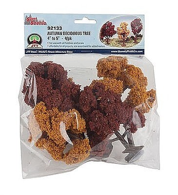 JTT Autumn Deciduous Trees 4 - 5 inch - Model Railroad Tree Scenery
