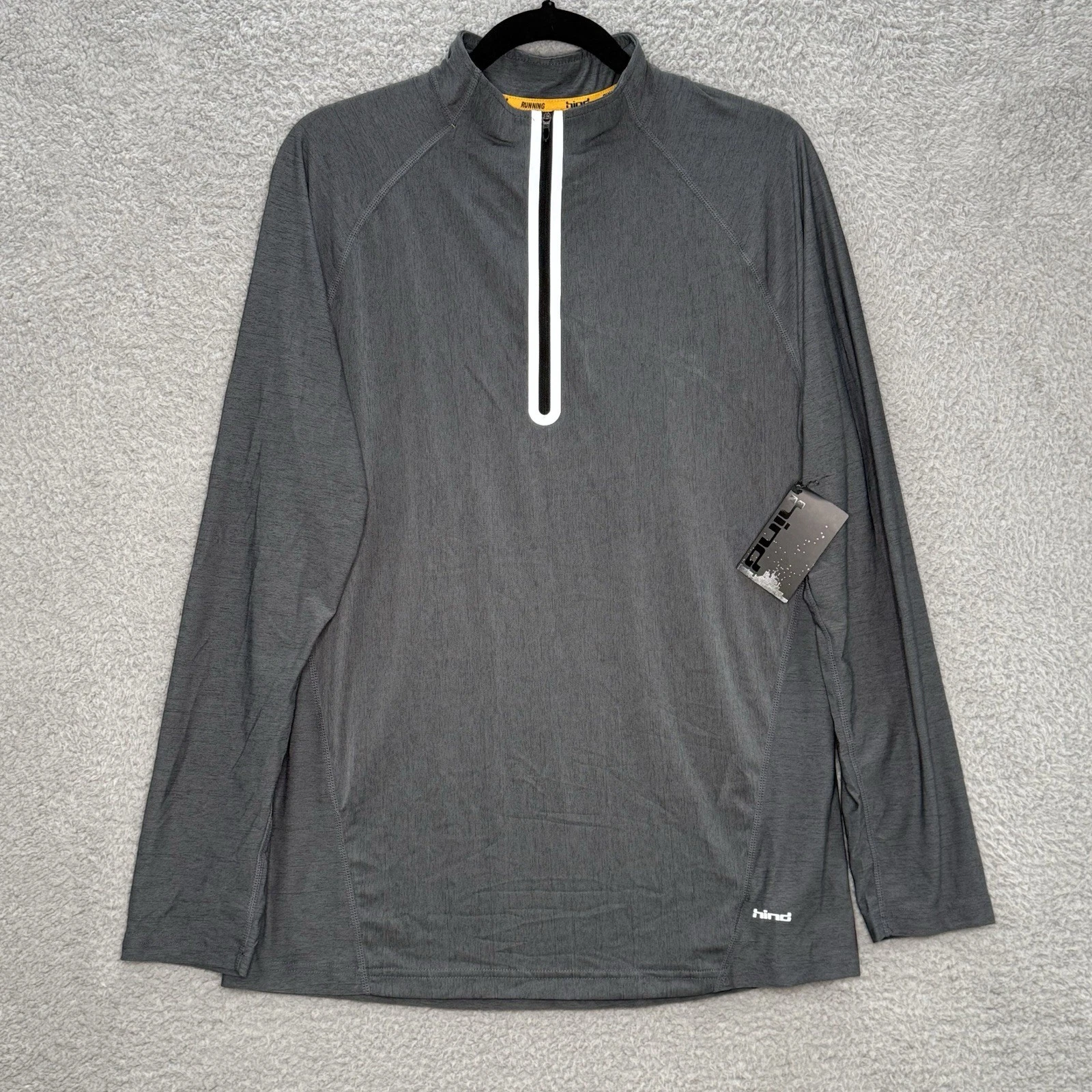 Hind Running Mens 1/4 Zip Long Sleeve Athletic Shirt M Gray Reflective Athletic