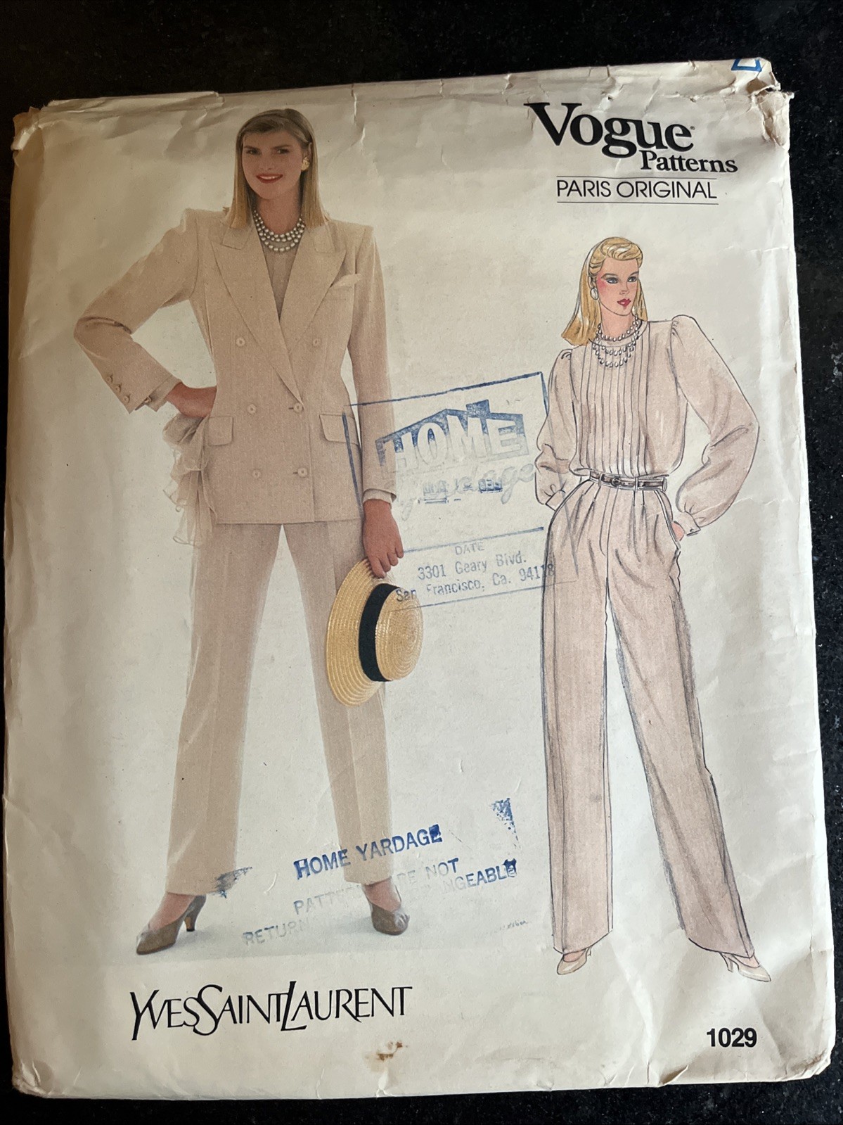 Abito Vogue Paris modelli originali Yves Saint Laurent taglia 12 NUOVO non tagliato #1029