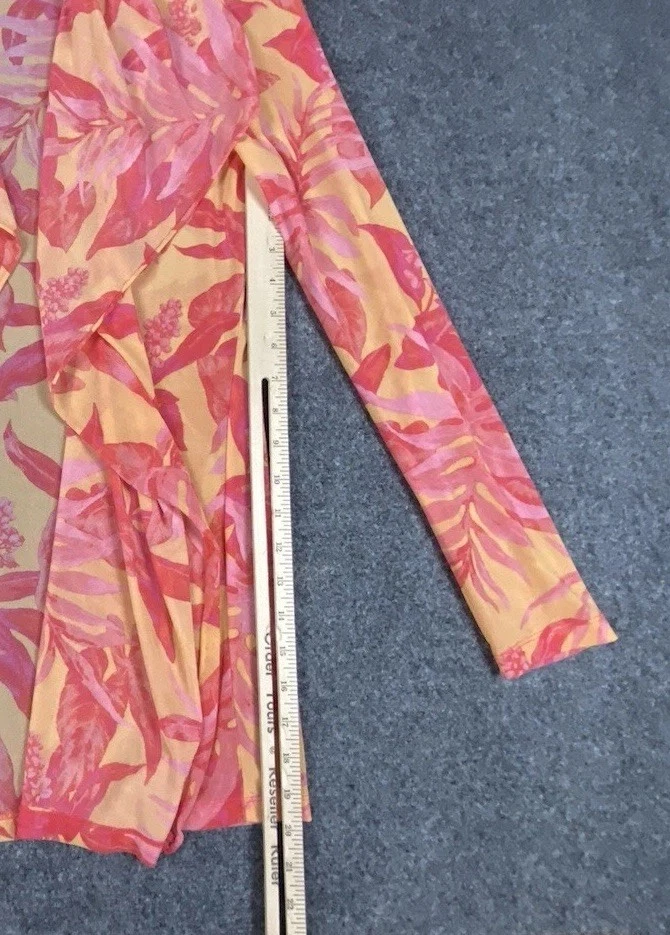 J. McLaughlin Balboa Knit Mesh Breakaway Cardigan size M Pink Orange Sheer * - Imagem 3 de 4