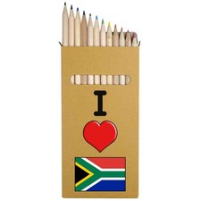 12 x 'I Love South Africa' Long 178mm Coloured Pencils / Pencil Set PE00044213 