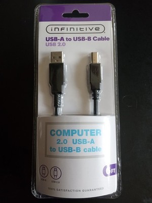 Infinitive 2.0 USB-A to USB-B Cable 6 ft. Printer Cable New!