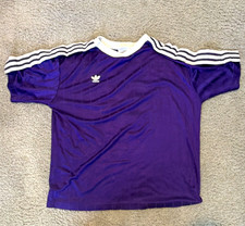 Vintage 90s Adidas Shadow Stripe Soccer Jersey Made in USA Purple Trefoil L #12