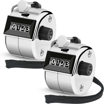 2 Pack Hand Tally Counter Mechanical Clicker Pitch Counter Baseball Silver