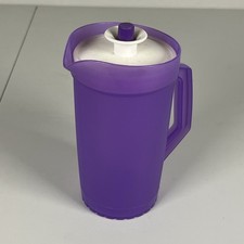 Tupperware Tuppertoy Classic Toy Pitcher Push Button Purple 5" tall Miniature