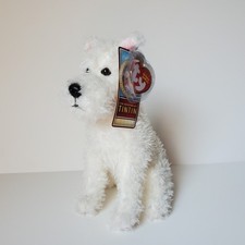 Snowy Adventures of TinTin White Puppy Dog Ty Beanie Babies Wire Fox Terrier 7"