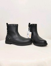 Geox J Eclair G. Black Ankle Boots Girl's 5 1/2 Studded Midi Booties School 5.5