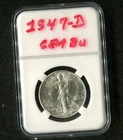 1947-D 50c Walking Liberty Silver Half Dollar GEM BU
