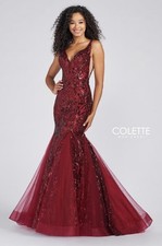 Colette Mon Cheri Red Sequin Formal Gown Floor Length Sequin Evening Dress