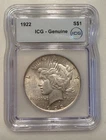 1922 $1 Peace Dollar - IGC Certified Genuine