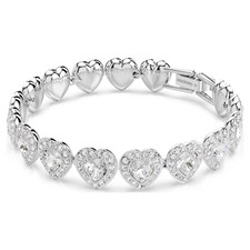 Ariana Grande Tennis bracelet Mixed cuts, Heart, White, Rhodium plated 5720860