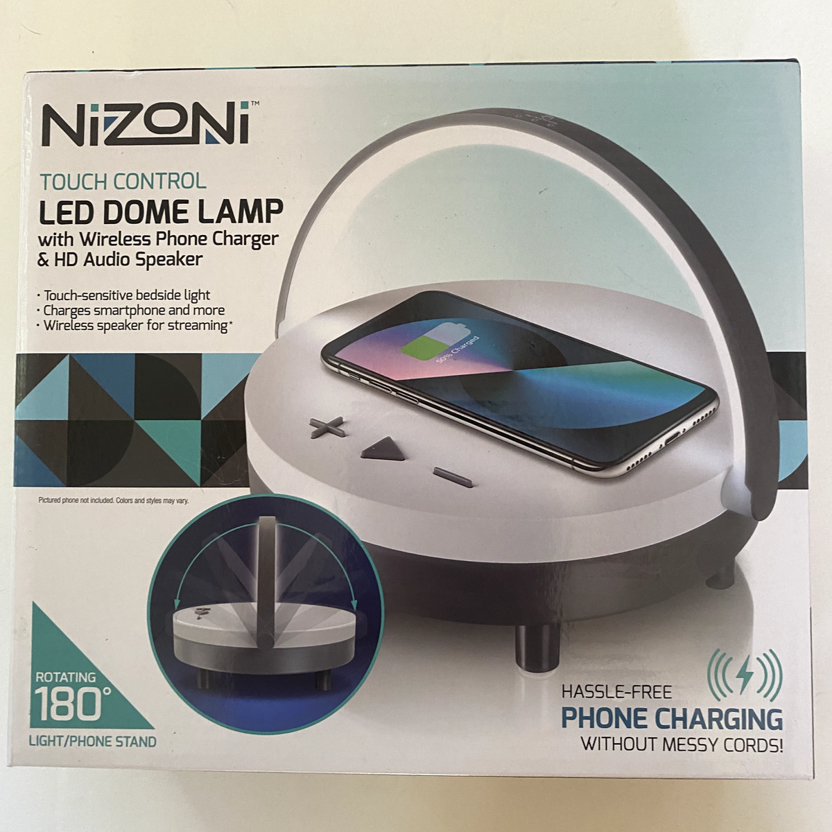 NiZoni Led Dome Lamp w/wireless Phone Charger & HD Audio Speaker
