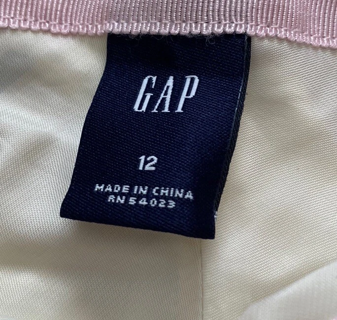 GAP 女式 100% 真丝复古 Y2K 百褶裙奶油色棕色粉色 12 码 - 带状领带 — 第 3/4 张图片