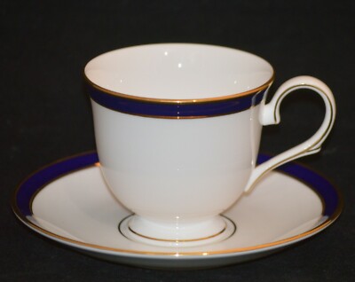 LENOX FINE BONE CHINA CUP & SAUCER FEDERAL COBALT USA