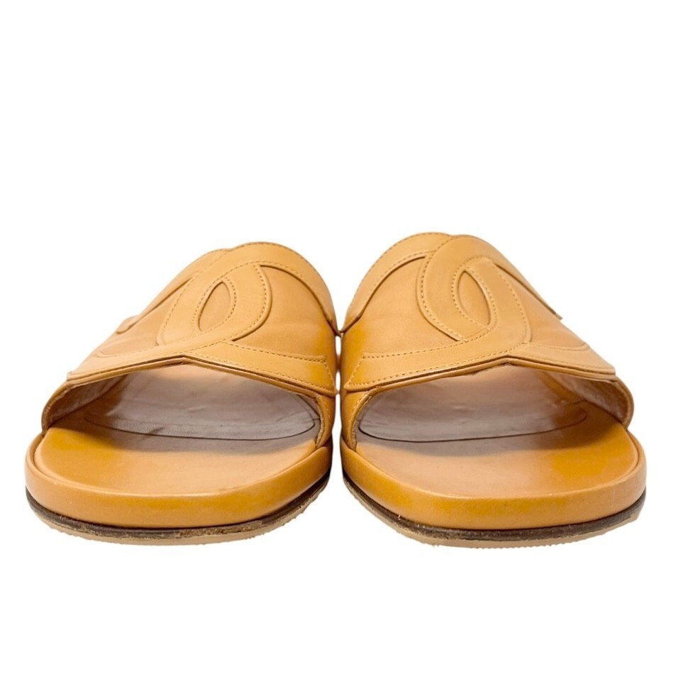 CHANEL Vintage Big CC Mark Logo Flat Slide Sandals #36-36.5