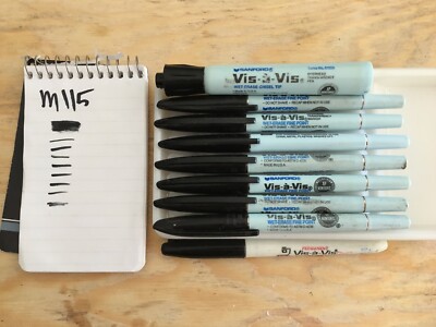 Vintage Sanford Vis-a-Vis Overhead Projector Wet Erase Markers qty.9 M115