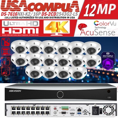 Hikvision 16POE 16CH Acusense System kit 8MP Mic IP Camera DS-2CD2543G2-IWS Lot