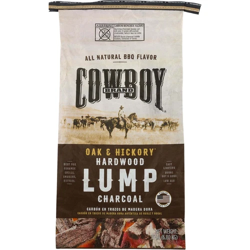 Oak & Hickory Lump Charcoal, 15 Pound Bag, Ideal for Smoky BBQ Flavor New