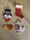 Vintage Christmas Set Of 4 Iron On Patches Snowman Frosty Goose Stocking Horn — photo 2
