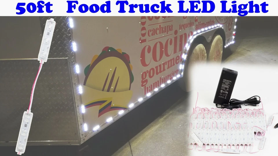 LEDUPDATES 50ft Food Truck LED Light Kit Concession Vending Cart Kiosk 5730 UL Power Supply