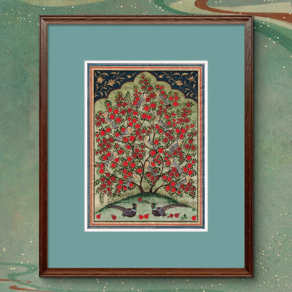 Árbol del Paraíso - Pintura en miniatura sobre papel antiguo de seda fina | Sin marco 2014 Foto 4 de 4