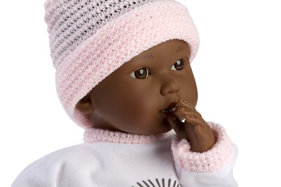 M. Llorens african Babypuppe, 30 cm Erstlingspuppe ''Little Queen'' mit Stimme 