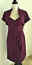 VM Collection NWT Exquisite Classic Plum Jacket Dress, Size 6