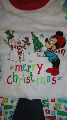 12-18 Month MERRY CHRISTMAS Mickey Mouse & Snowman Disney Pajama