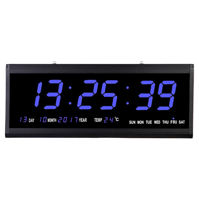 NEU XXL Grosse LED Digital Wanduhr 480x190x30mm mit Datum Temperatur Alarm  Clock