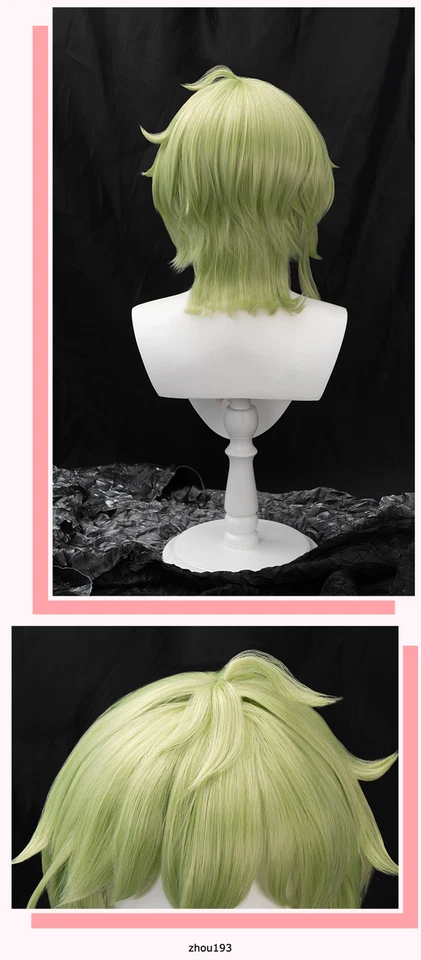 Pelucas Cosplay Anime Genshin Impact Harajuku Gótico Pelo Pinzas Verde Foto 4 de 4