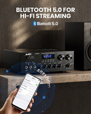 Moukey Stereo Receivers Bluetooth 5.0, 400W 2.0 Channel Power Moukey Stereo Receivers Bluetooth 5.0, 400W 2.0 Channel Power