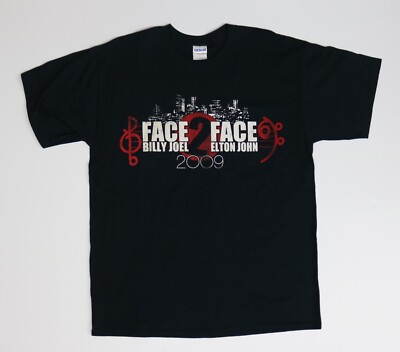 Face 2 Face Billy Joel/Elton John 2009 Tour Gildan Men's Black T-Shirt - Size L