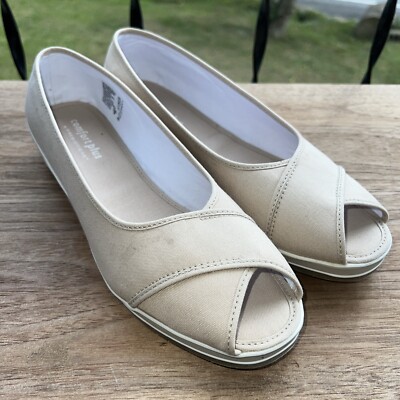 Comfort Plus By Predictions Open Toe Canvas Slip On Women s Sz 11M