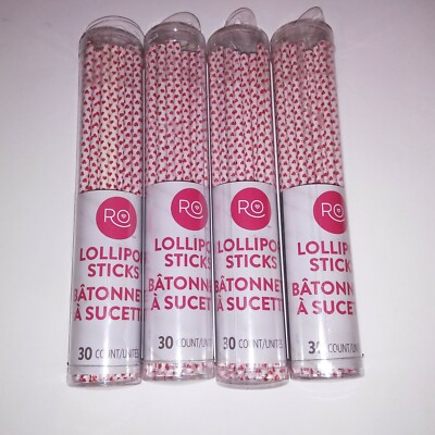 Cake Pop Sticks 120 Total (4 Packs of 30) Red White Hearts Valentine's Day Bakin