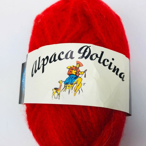 NOS Vintage Alpaca Blend Dolcina Yarn Red 1 Skein Ball Italian Italy Deadstock
