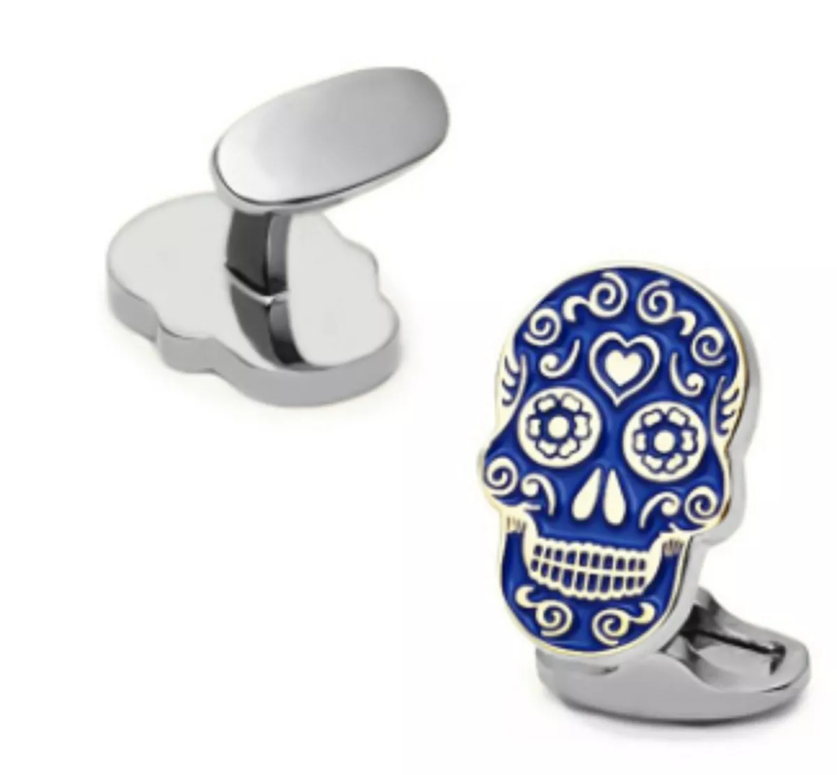 Gift Bag Quality Sugar Skull Silver T cuff links Scull Cufflinks