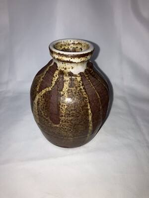 Hand Crafted Studio Art Pottery Bud Vase Abstract Brown Artist Signed 5 ...