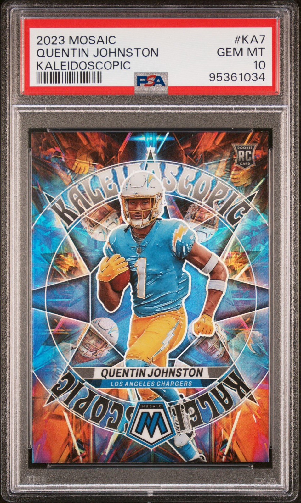 2023 Panini Mosaic Kaleidoscopic Quentin Johnston #KA-7 SSP RC - PSA 10 GEM MT
