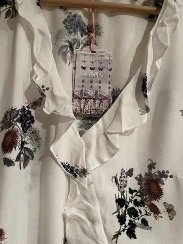 Oasis Floral Frill Neck Blouse 14 NWT RRP£36 - Picture 2 of 9
