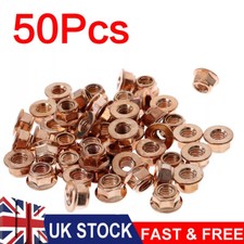 50Pcs M8 Copper Flashed Exhaust Manifold Nut 8 mm Nuts High Temperature Nuts NEW